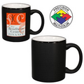 11 Oz. 2 Tone Satin Hilo C-Handle Mug - Screen Printed (Black/White)